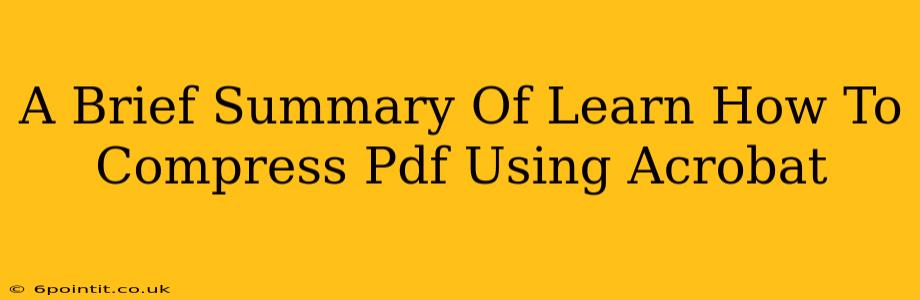 A Brief Summary Of Learn How To Compress Pdf Using Acrobat