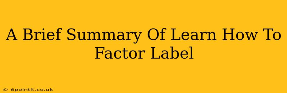 A Brief Summary Of Learn How To Factor Label