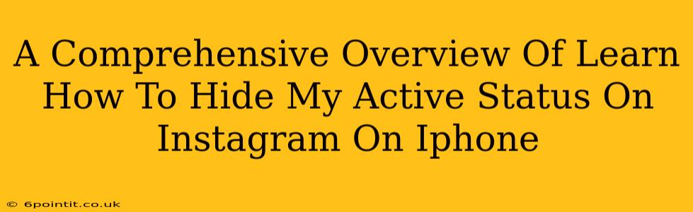 A Comprehensive Overview Of Learn How To Hide My Active Status On Instagram On Iphone