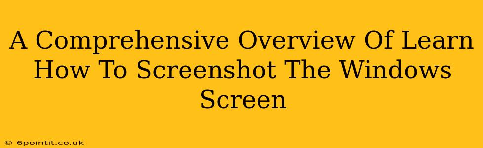 A Comprehensive Overview Of Learn How To Screenshot The Windows Screen