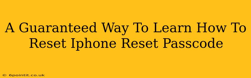 A Guaranteed Way To Learn How To Reset Iphone Reset Passcode