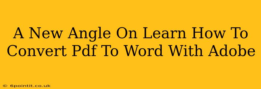 A New Angle On Learn How To Convert Pdf To Word With Adobe
