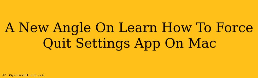 A New Angle On Learn How To Force Quit Settings App On Mac