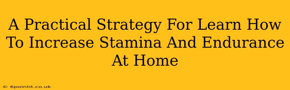 A Practical Strategy For Learn How To Increase Stamina And Endurance At Home