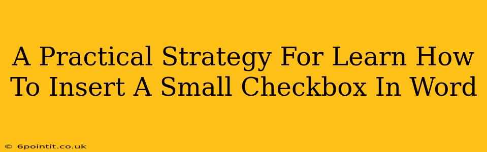 A Practical Strategy For Learn How To Insert A Small Checkbox In Word