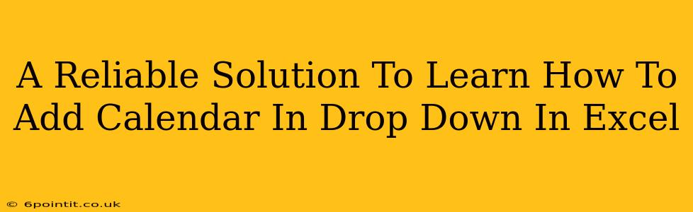 A Reliable Solution To Learn How To Add Calendar In Drop Down In Excel
