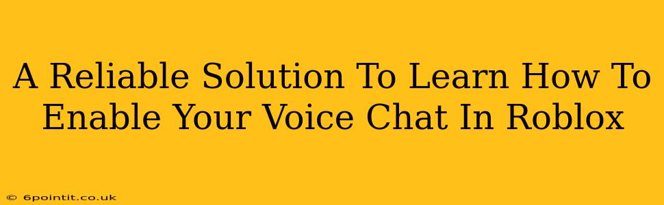 A Reliable Solution To Learn How To Enable Your Voice Chat In Roblox