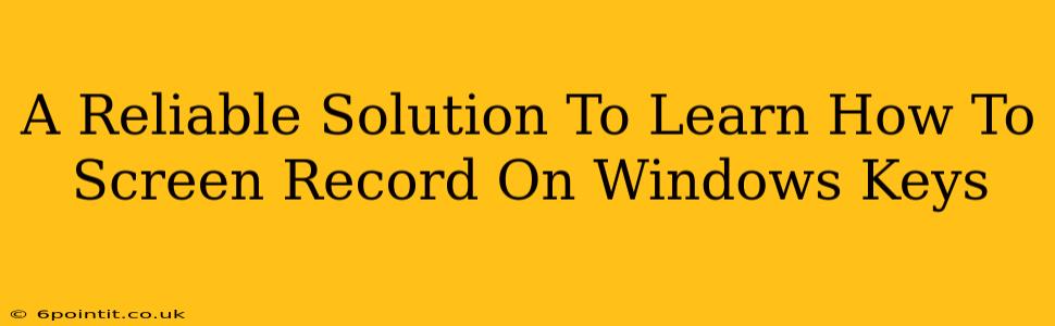 A Reliable Solution To Learn How To Screen Record On Windows Keys