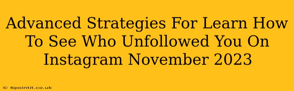 Advanced Strategies For Learn How To See Who Unfollowed You On Instagram November 2023