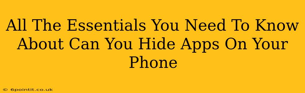 All The Essentials You Need To Know About Can You Hide Apps On Your Phone