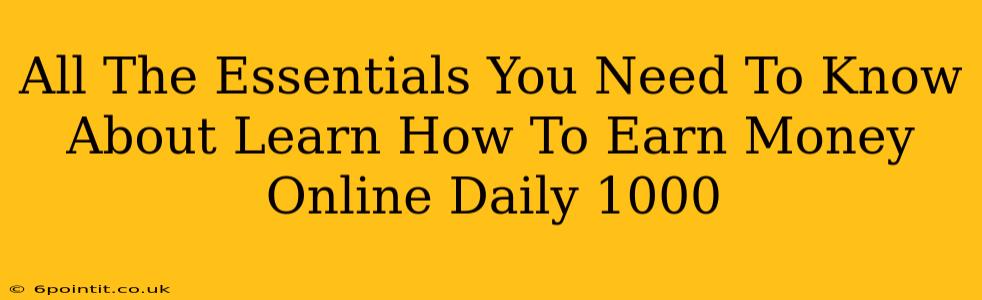 All The Essentials You Need To Know About Learn How To Earn Money Online Daily 1000