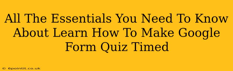 All The Essentials You Need To Know About Learn How To Make Google Form Quiz Timed