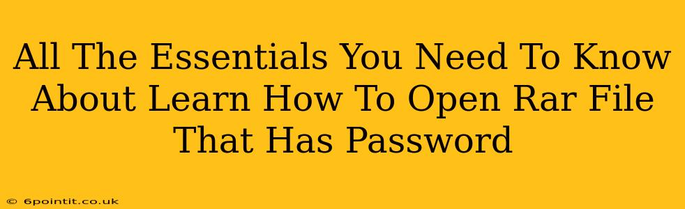 All The Essentials You Need To Know About Learn How To Open Rar File That Has Password