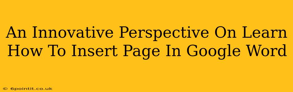 An Innovative Perspective On Learn How To Insert Page In Google Word