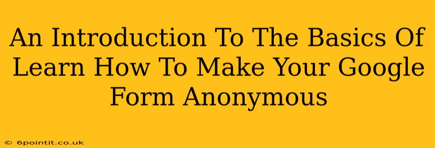 An Introduction To The Basics Of Learn How To Make Your Google Form Anonymous