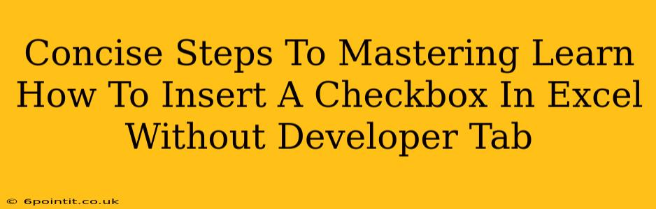 Concise Steps To Mastering Learn How To Insert A Checkbox In Excel Without Developer Tab