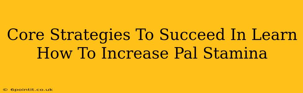 Core Strategies To Succeed In Learn How To Increase Pal Stamina