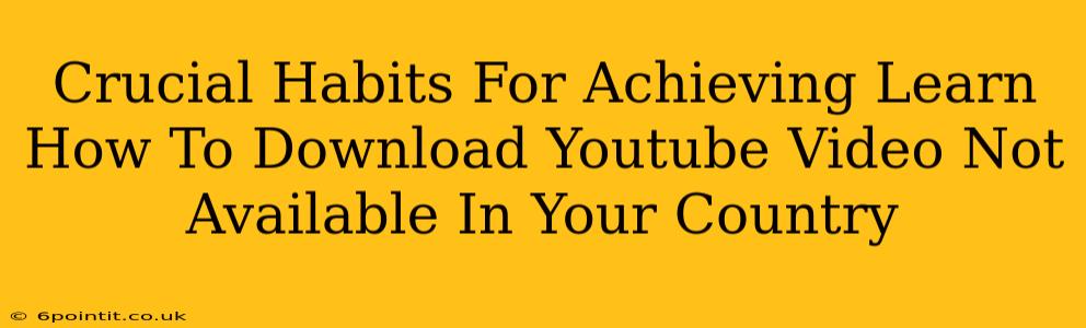 Crucial Habits For Achieving Learn How To Download Youtube Video Not Available In Your Country