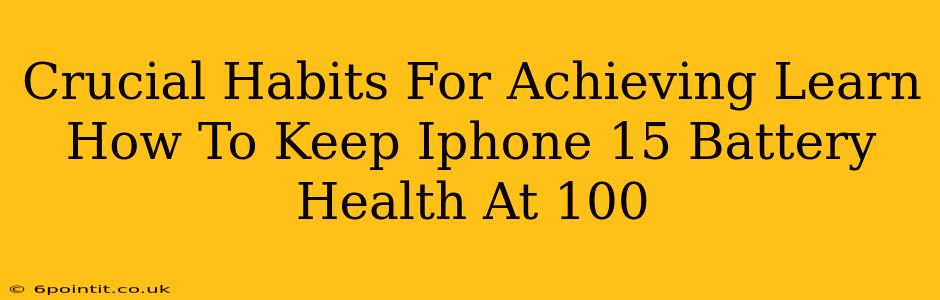 Crucial Habits For Achieving Learn How To Keep Iphone 15 Battery Health At 100