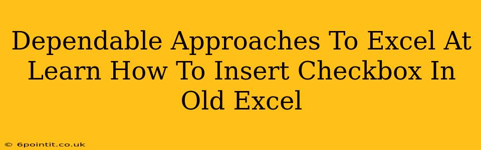 Dependable Approaches To Excel At Learn How To Insert Checkbox In Old Excel