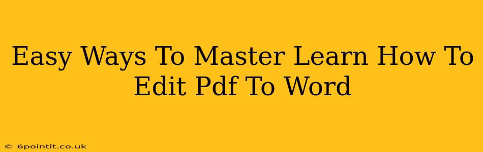 Easy Ways To Master Learn How To Edit Pdf To Word