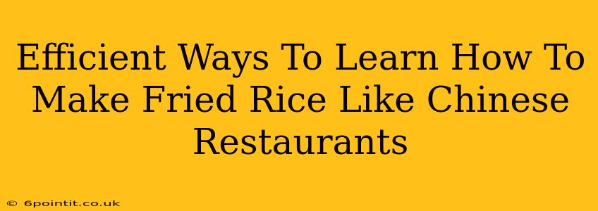 Efficient Ways To Learn How To Make Fried Rice Like Chinese Restaurants