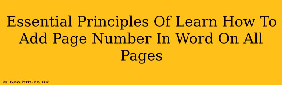 Essential Principles Of Learn How To Add Page Number In Word On All Pages