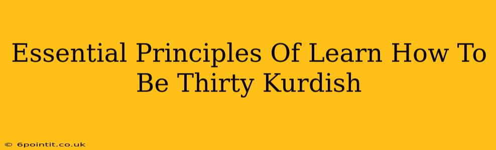 Essential Principles Of Learn How To Be Thirty Kurdish