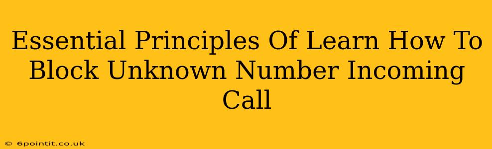 Essential Principles Of Learn How To Block Unknown Number Incoming Call