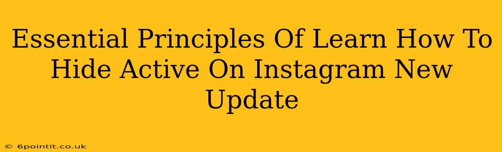 Essential Principles Of Learn How To Hide Active On Instagram New Update