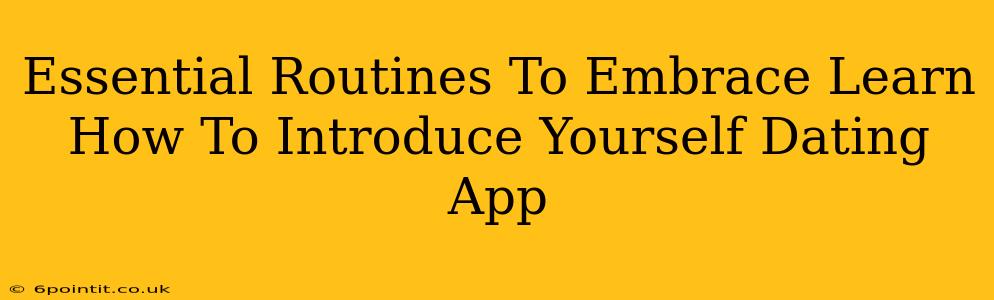 Essential Routines To Embrace Learn How To Introduce Yourself Dating App