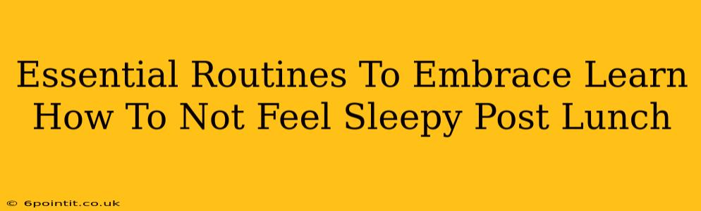 Essential Routines To Embrace Learn How To Not Feel Sleepy Post Lunch