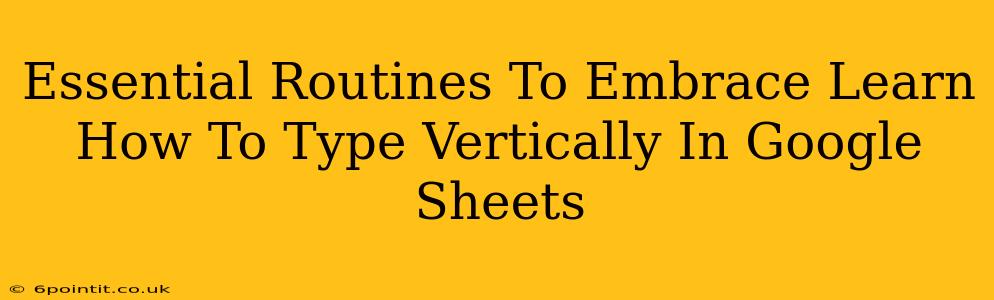 Essential Routines To Embrace Learn How To Type Vertically In Google Sheets