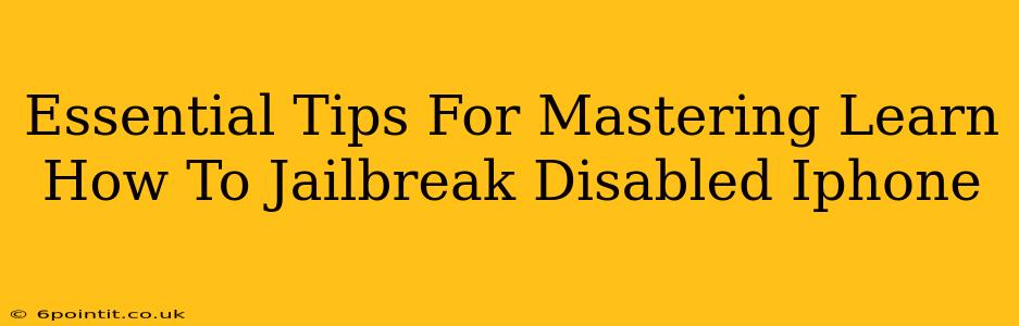 Essential Tips For Mastering Learn How To Jailbreak Disabled Iphone