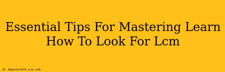 Essential Tips For Mastering Learn How To Look For Lcm