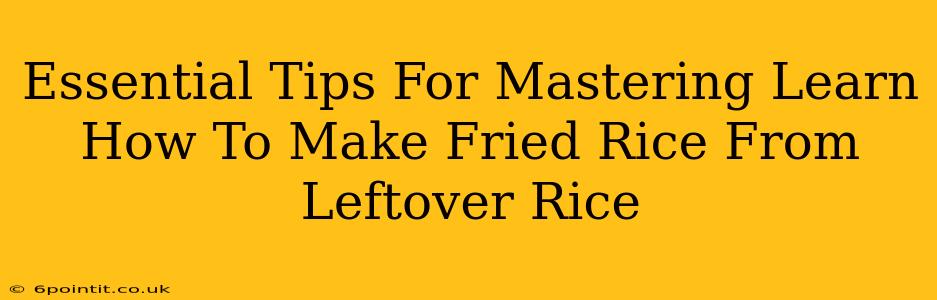 Essential Tips For Mastering Learn How To Make Fried Rice From Leftover Rice