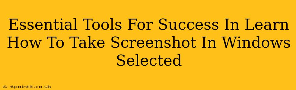 Essential Tools For Success In Learn How To Take Screenshot In Windows Selected