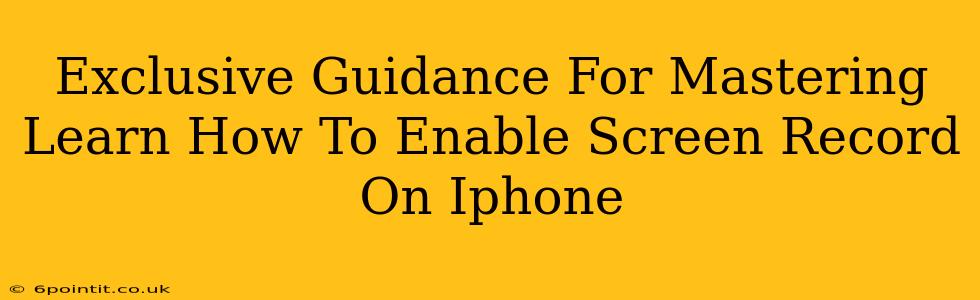 Exclusive Guidance For Mastering Learn How To Enable Screen Record On Iphone