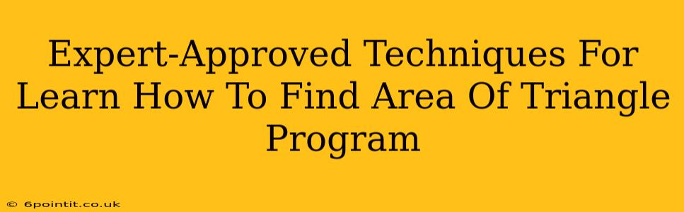 Expert-Approved Techniques For Learn How To Find Area Of Triangle Program