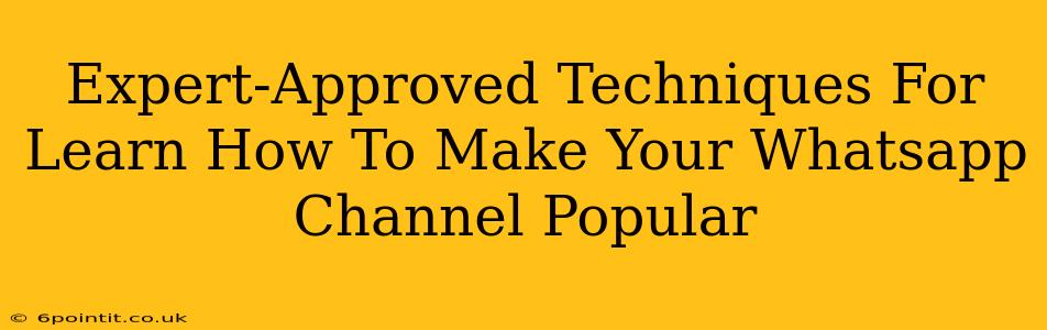 Expert-Approved Techniques For Learn How To Make Your Whatsapp Channel Popular