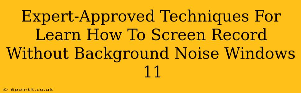 Expert-Approved Techniques For Learn How To Screen Record Without Background Noise Windows 11