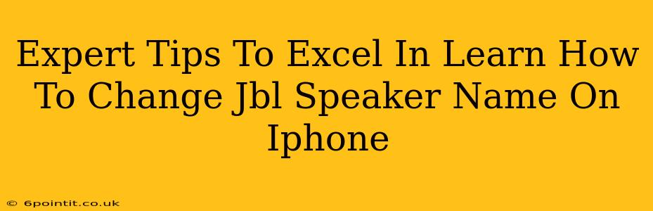 Expert Tips To Excel In Learn How To Change Jbl Speaker Name On Iphone