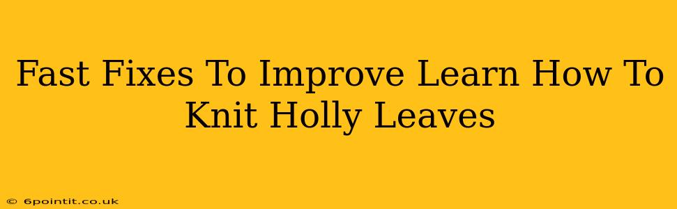 Fast Fixes To Improve Learn How To Knit Holly Leaves