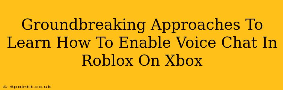 Groundbreaking Approaches To Learn How To Enable Voice Chat In Roblox On Xbox