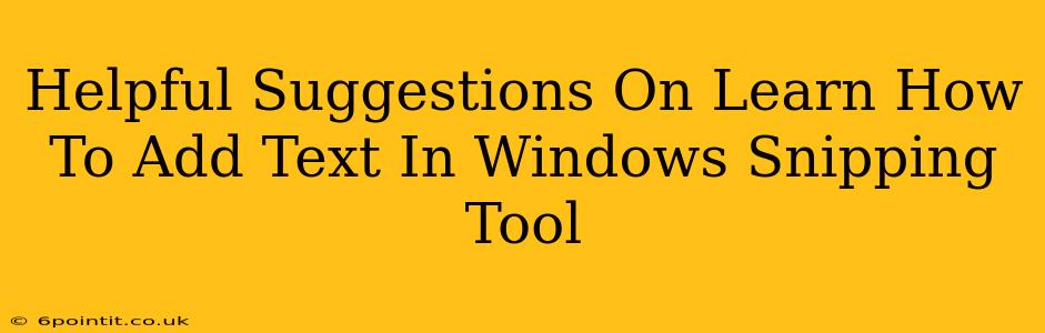 Helpful Suggestions On Learn How To Add Text In Windows Snipping Tool