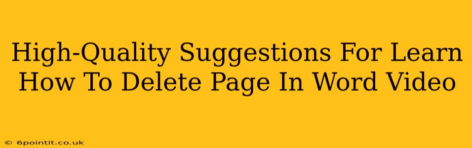 High-Quality Suggestions For Learn How To Delete Page In Word Video