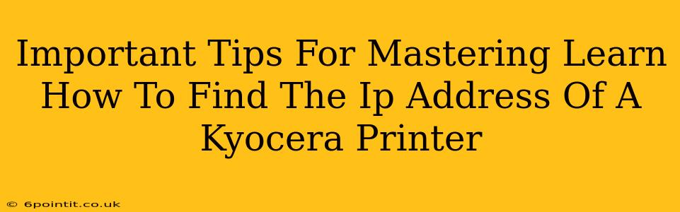 Important Tips For Mastering Learn How To Find The Ip Address Of A Kyocera Printer