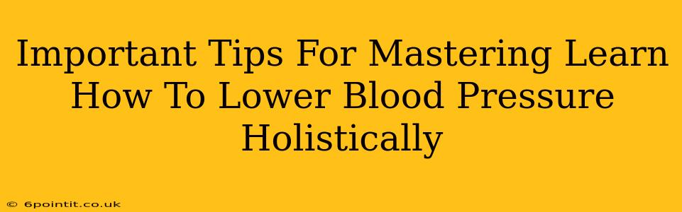 Important Tips For Mastering Learn How To Lower Blood Pressure Holistically