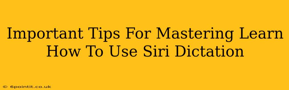 Important Tips For Mastering Learn How To Use Siri Dictation