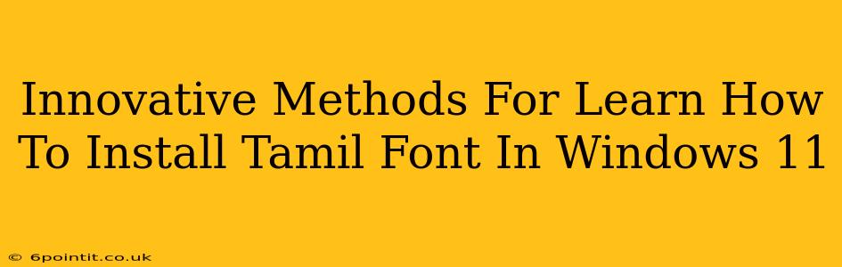 Innovative Methods For Learn How To Install Tamil Font In Windows 11